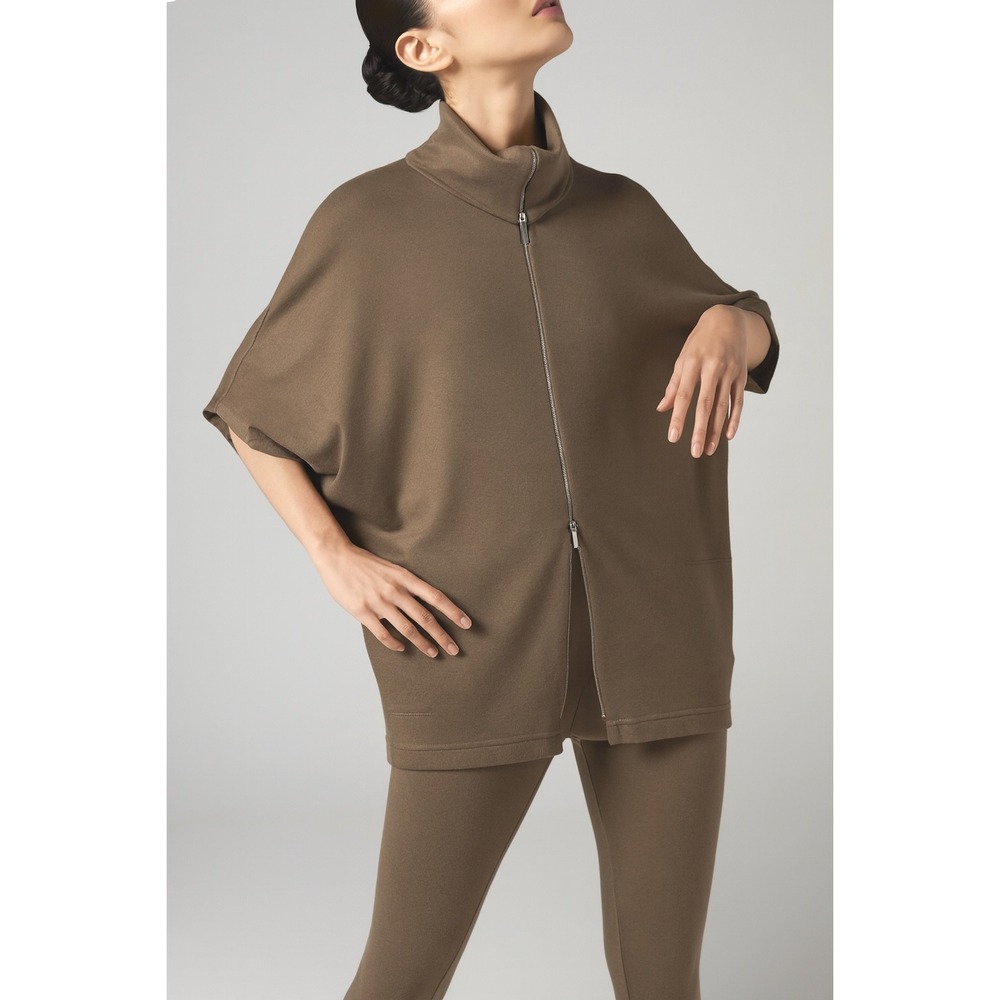 Manrico Cashmere Oversized Zip Up Cardigan Sweater Poncho Top Made in Italy Med.